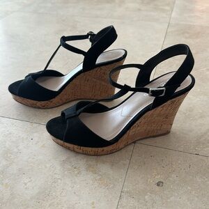 Black and cork Charles David wedges size 8M